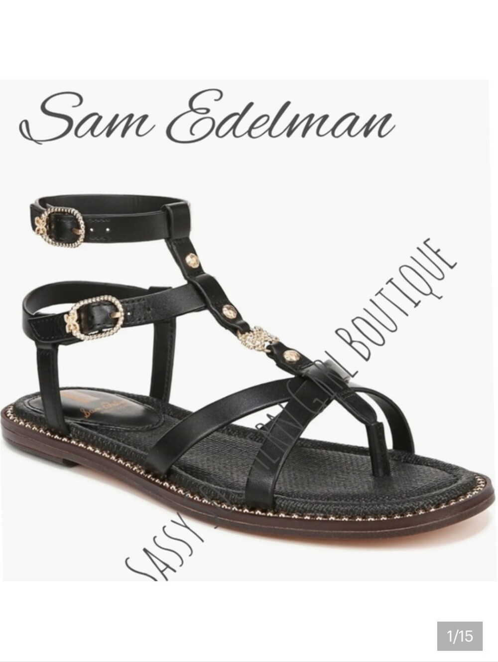 ⭐⭐Sam Edelman Black Leather Sandals